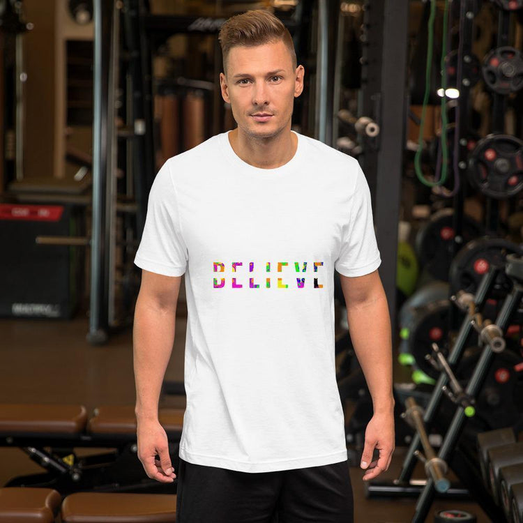 Colorful BELIEVE Short-Sleeve Unisex T-Shirt - Wear What Inspires You