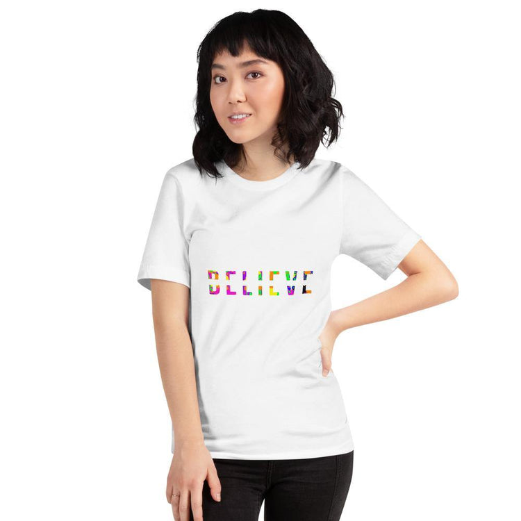 Colorful BELIEVE Short-Sleeve Unisex T-Shirt - Wear What Inspires You