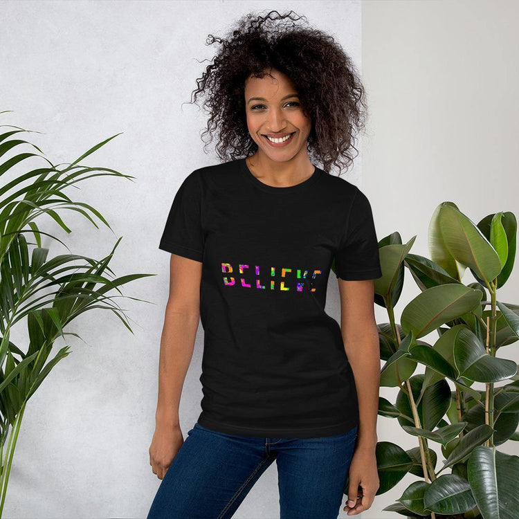 Colorful BELIEVE Short-Sleeve Unisex T-Shirt - Wear What Inspires You