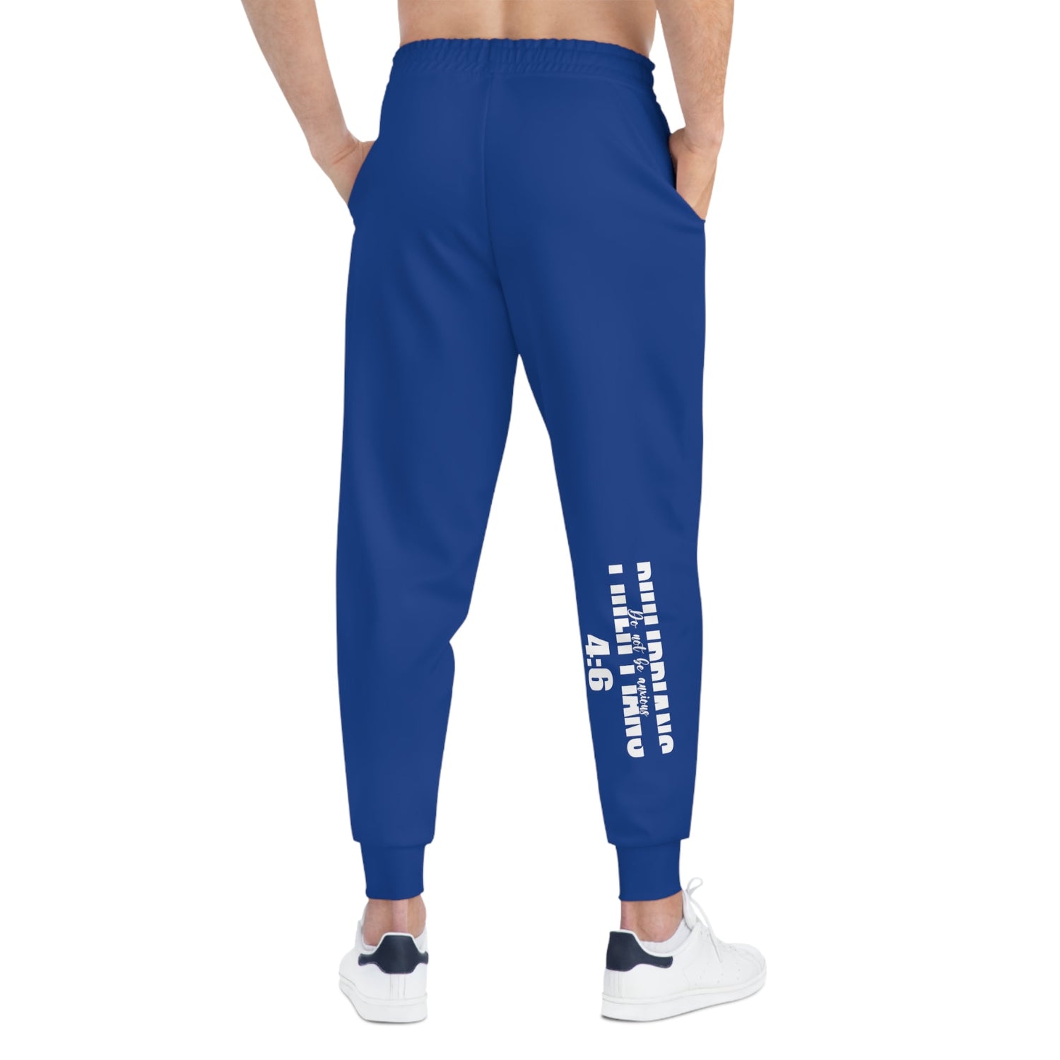 Do Not be Anxious Blue Unisex Athletic Joggers-All Over Prints-Wear What Inspires You