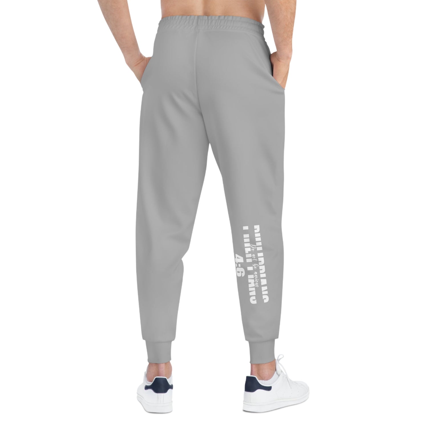Do Not be Anxious Gray Unisex Athletic Joggers-All Over Prints-Wear What Inspires You