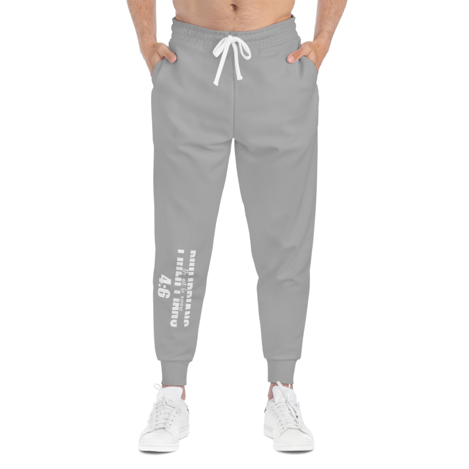 Do Not be Anxious Gray Unisex Athletic Joggers-All Over Prints-Wear What Inspires You