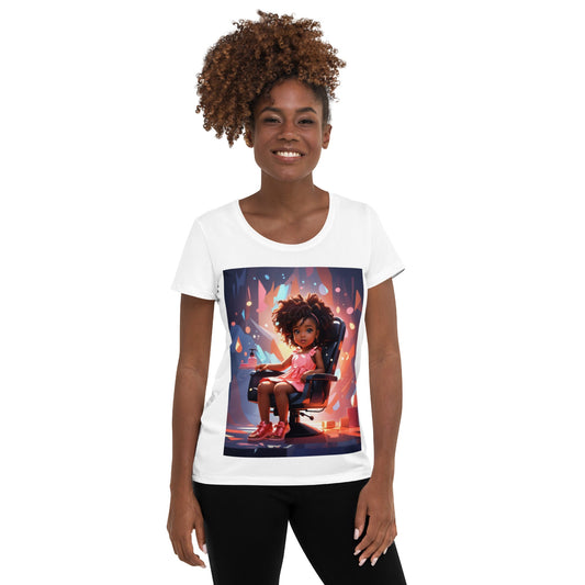 Girl in the Beauty Salon All-Over Print Women's Athletic T-shirt-Wear What Inspires You