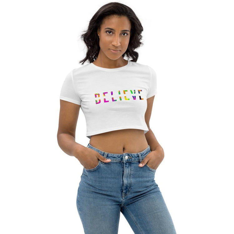 BELIEVE Colorful Organic Crop Top-Wear What Inspires You