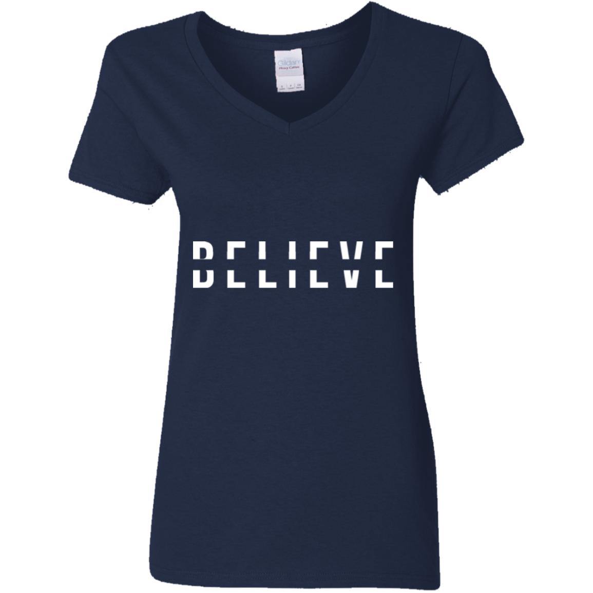 BELIEVE Ladies' V-Neck T-Shirt - Wear What Inspires You