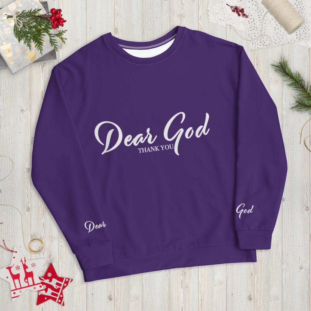 Purple Dear God, Thank You Sweatshirt-Wear What Inspires You